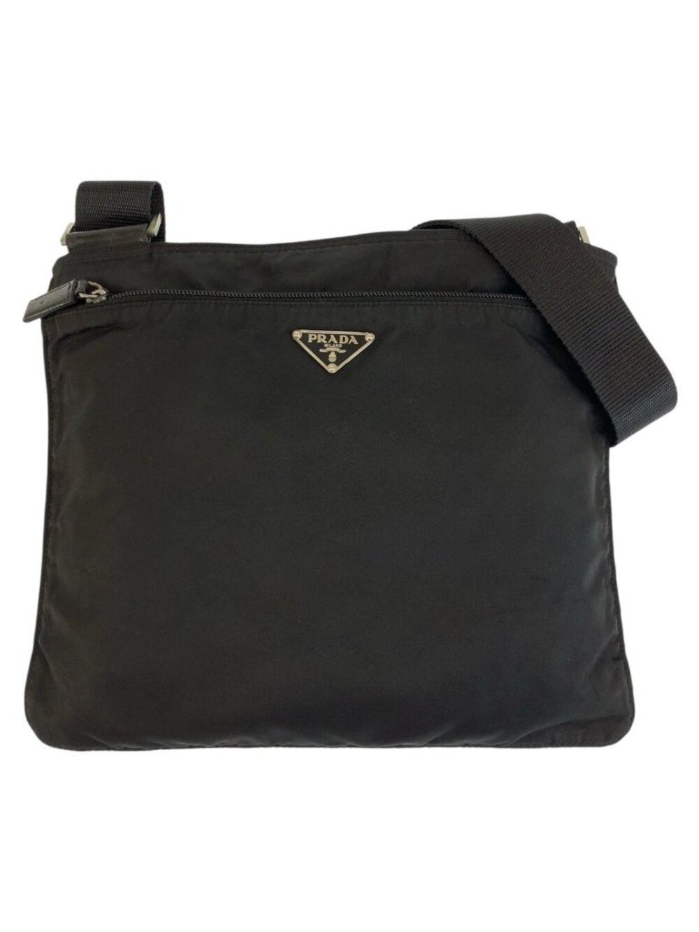 Prada Tessuto Black Silver Nylon Shoulder Bag Pochette